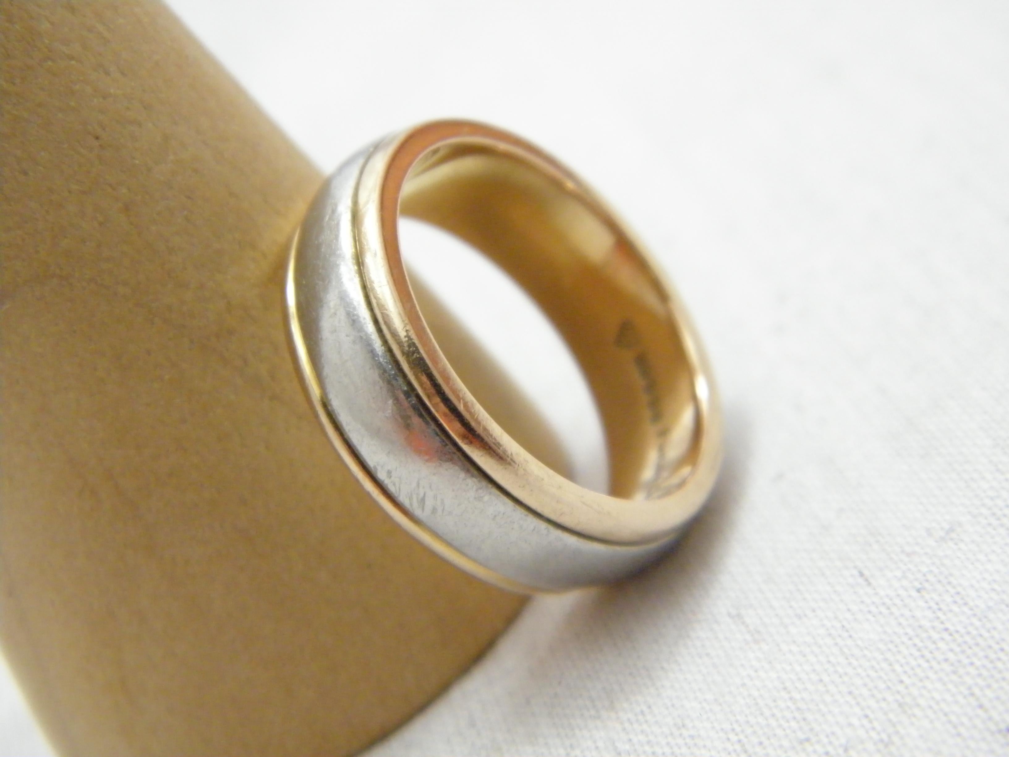 Vintage Palladium 18ct Gold Ehering Größe Q 8,25 950 750 Reinheitsring im Angebot 4