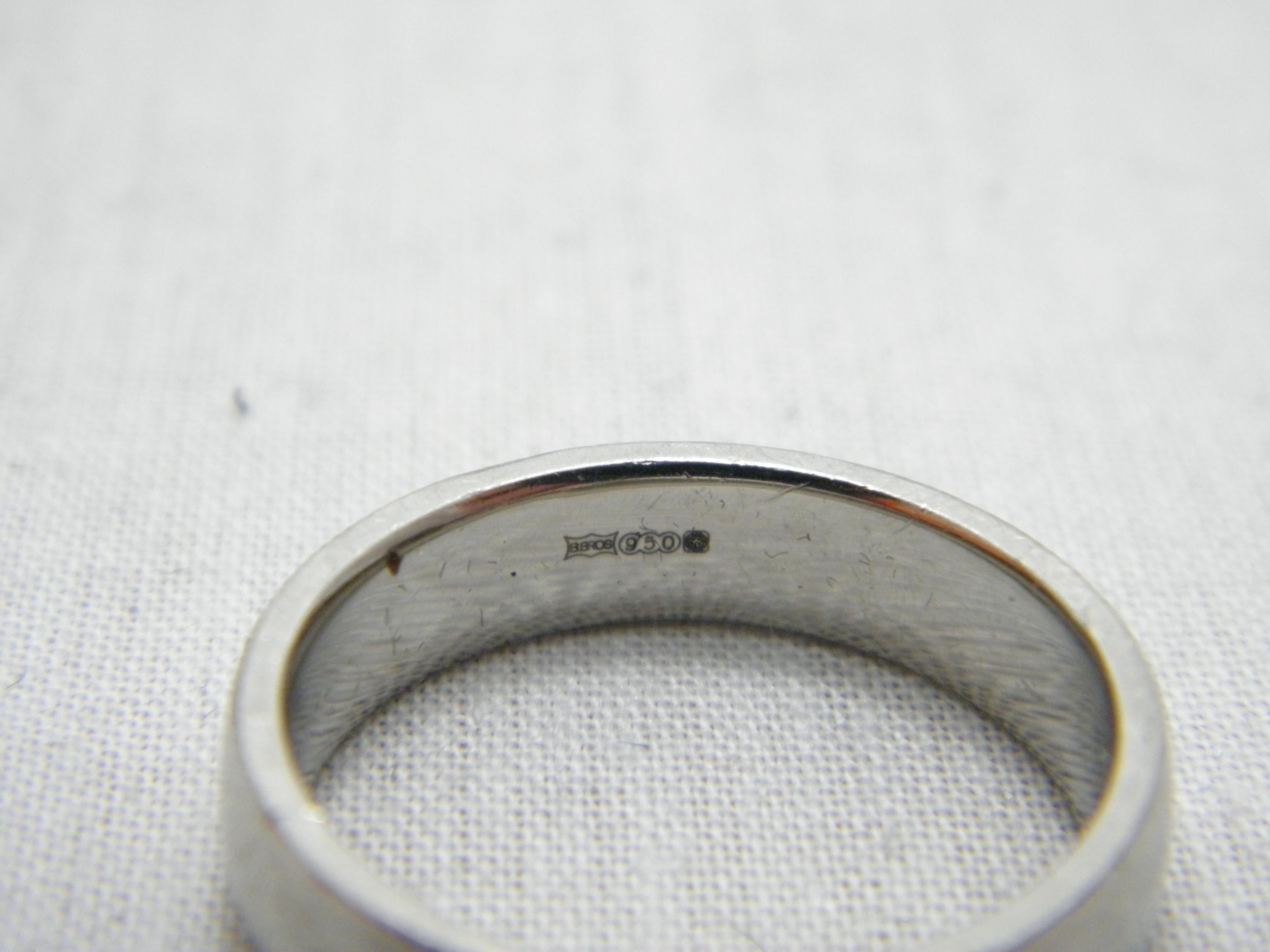 Vintage Palladium 5,2mm Ehering Größe R 1/2 9 950 Reinheitsring Plain poliert im Angebot 6