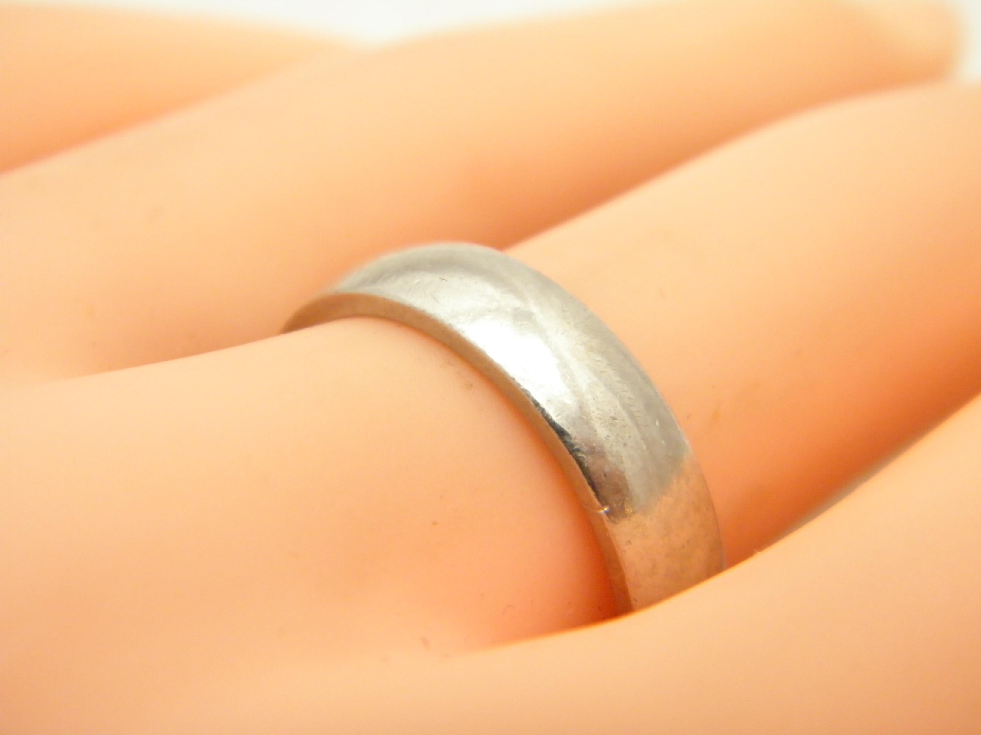 Vintage Palladium 5,2mm Ehering Größe R 1/2 9 950 Reinheitsring Plain poliert im Zustand „Gut“ im Angebot in Camelford, GB