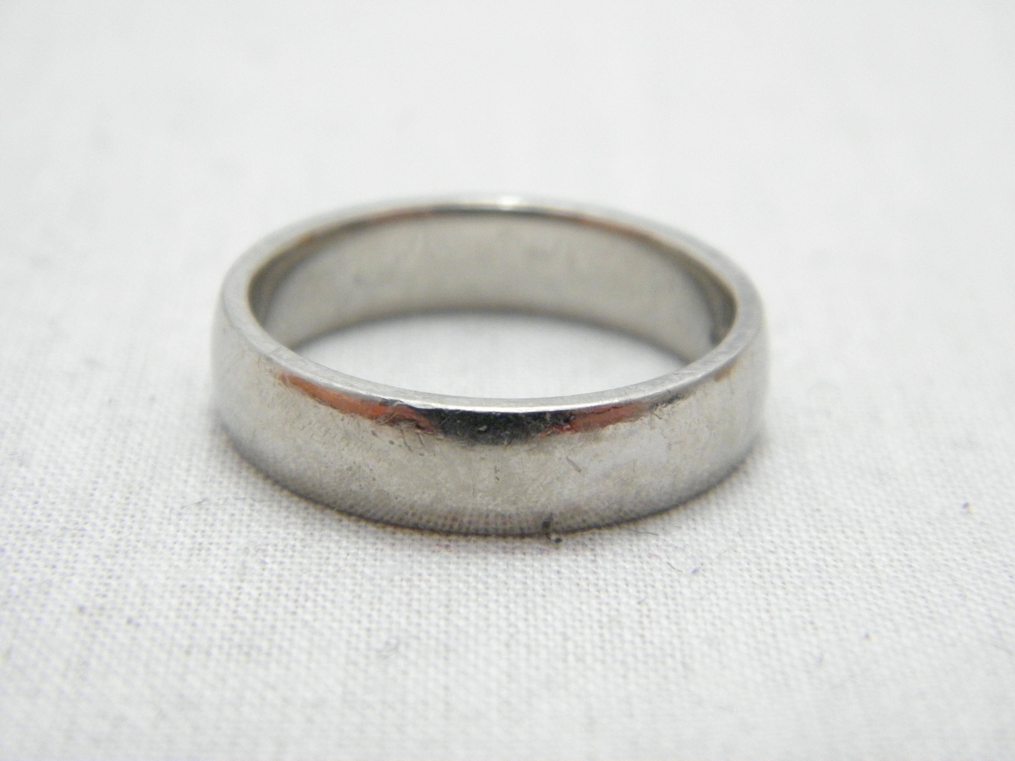 Vintage Palladium 5,2mm Ehering Größe R 1/2 9 950 Reinheitsring Plain poliert im Angebot 2