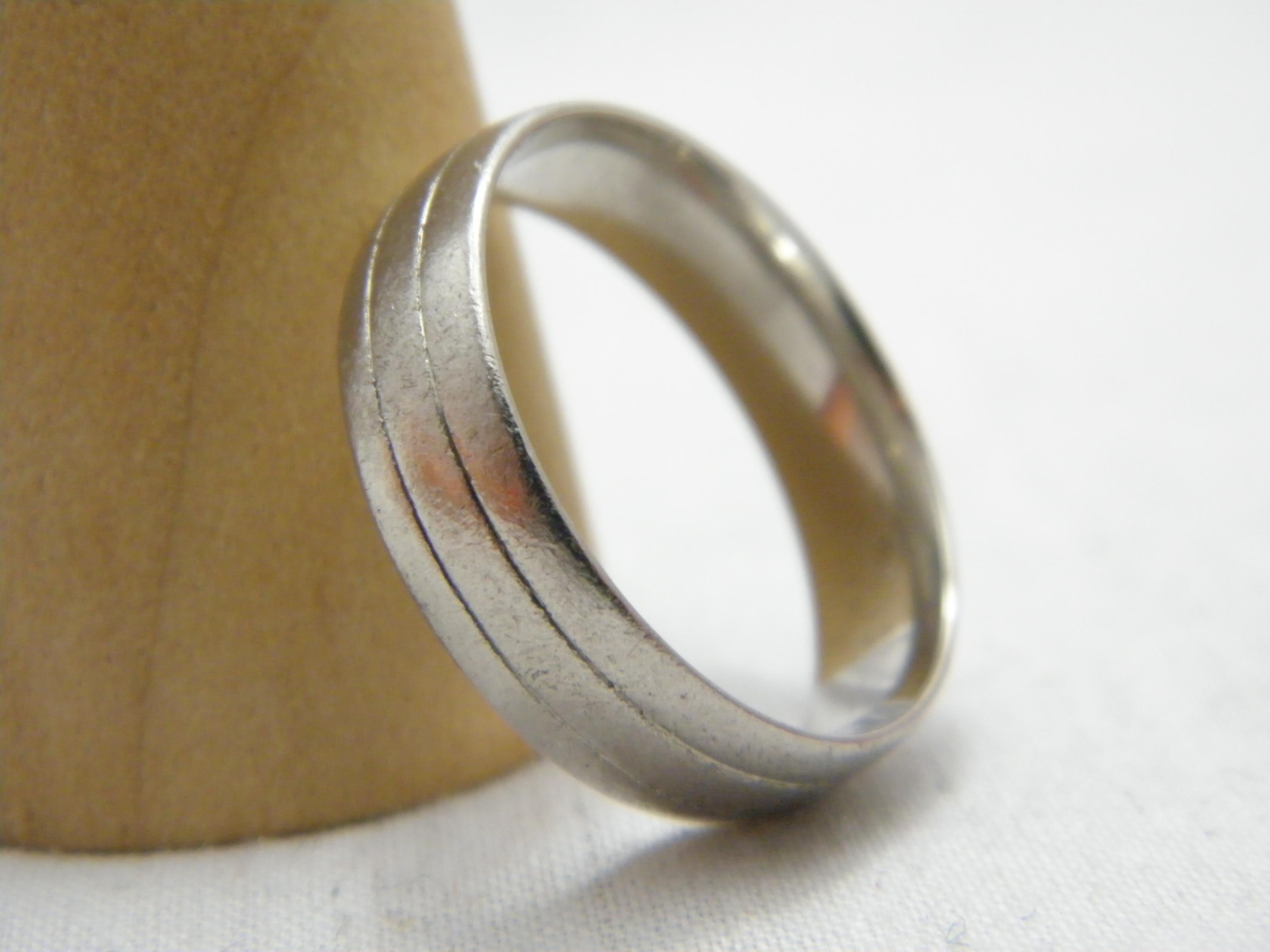 Vintage Palladium 6mm Wedding Ring Size W 11.25 950 Purity Band Bevelled Burnish For Sale 2