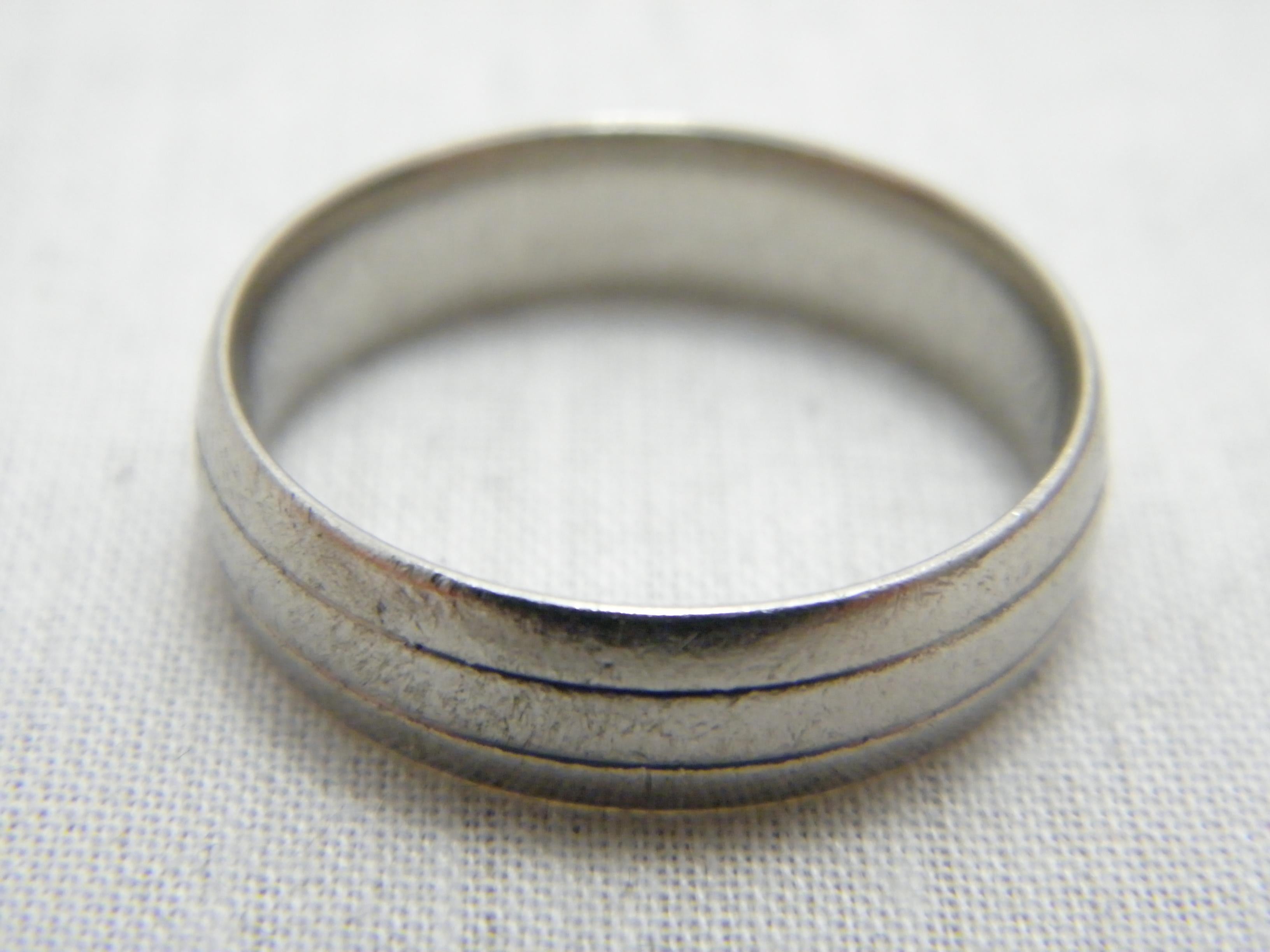 Women's or Men's Vintage Palladium 6mm Wedding Ring Size W 11.25 950 Purity Band Bevelled Burnish For Sale