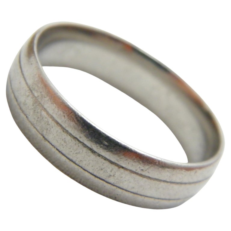 Vintage Palladium 6mm Wedding Ring Size W 11.25 950 Purity Band Bevelled  Burnish For Sale at 1stDibs