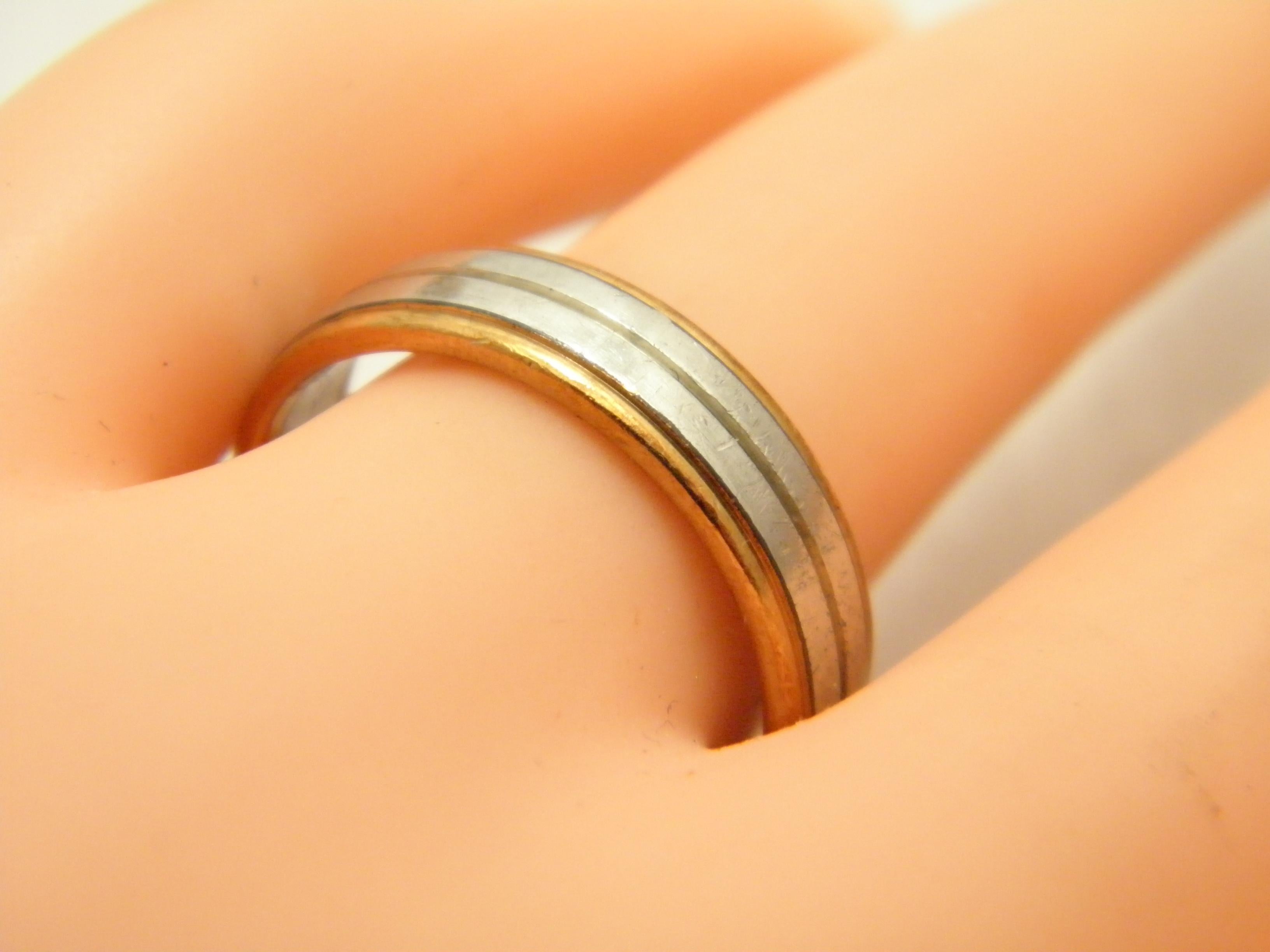 Vintage Palladium 9ct Gold 5,2 mm Ehering Größe R 8,75 950 375 Reinheitsschliff im Zustand „Gut“ im Angebot in Camelford, GB