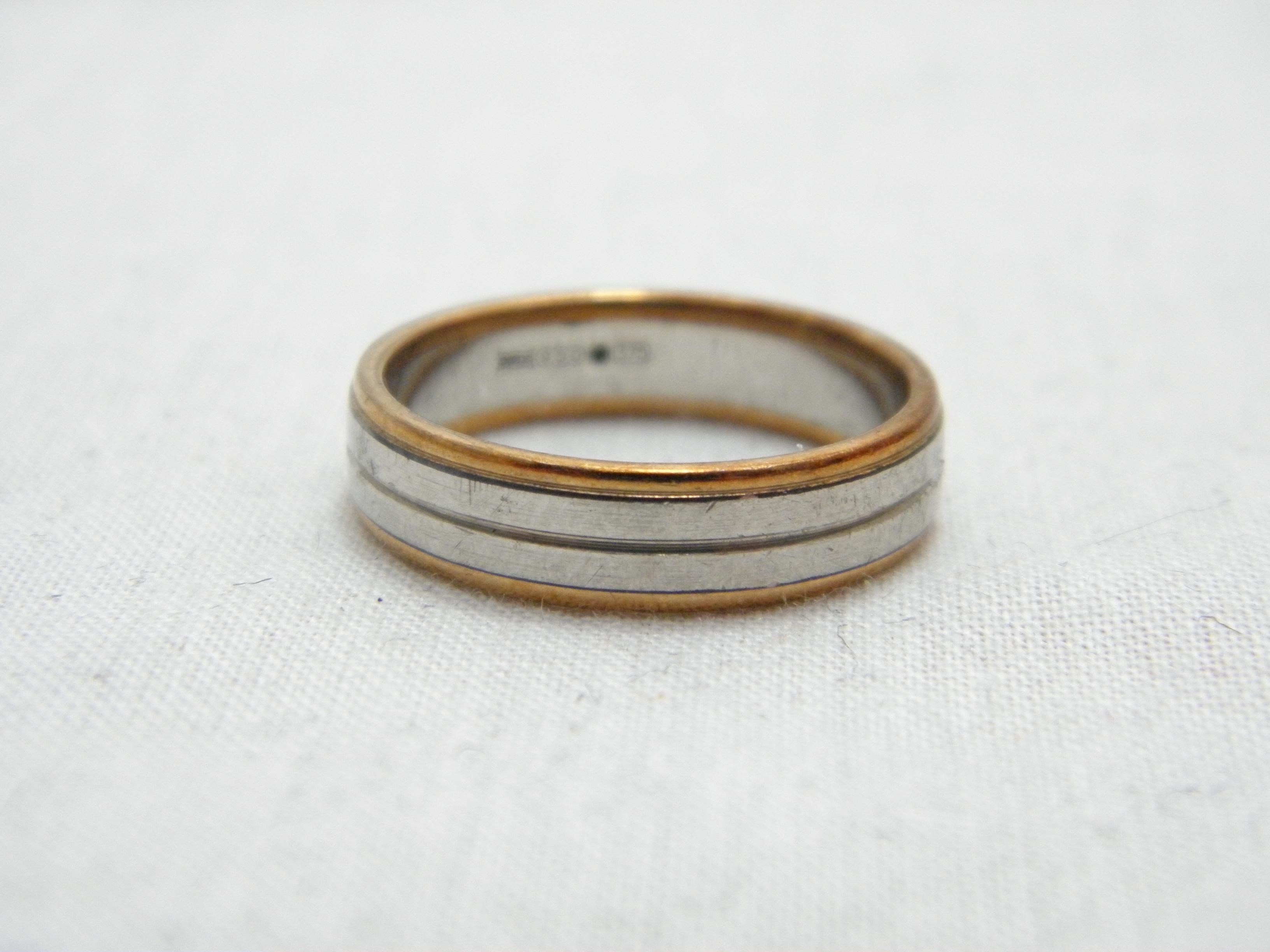 Vintage Palladium 9ct Gold 5,2 mm Ehering Größe R 8,75 950 375 Reinheitsschliff im Angebot 2