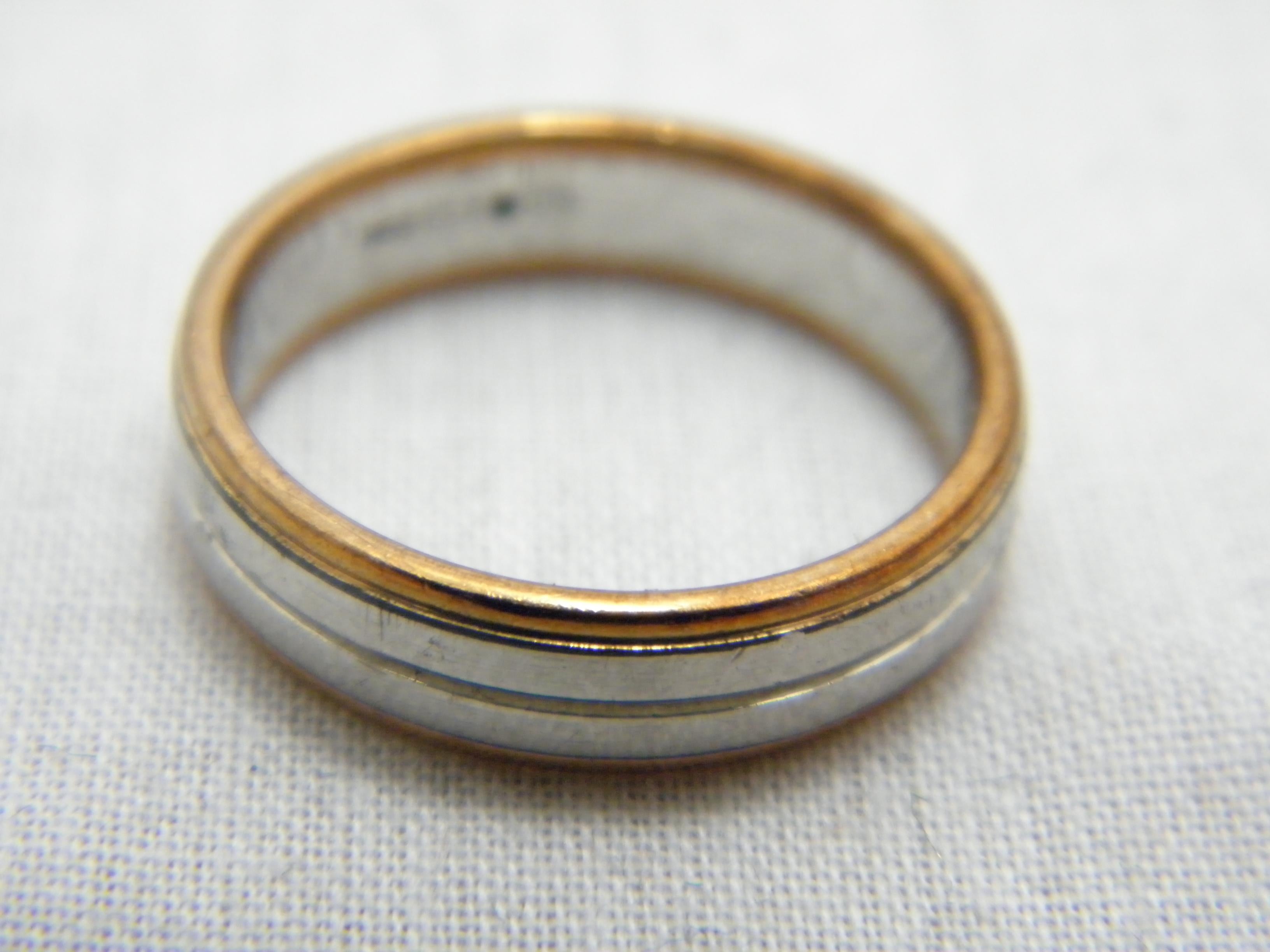Vintage Palladium 9ct Gold 5,2 mm Ehering Größe R 8,75 950 375 Reinheitsschliff im Angebot 3