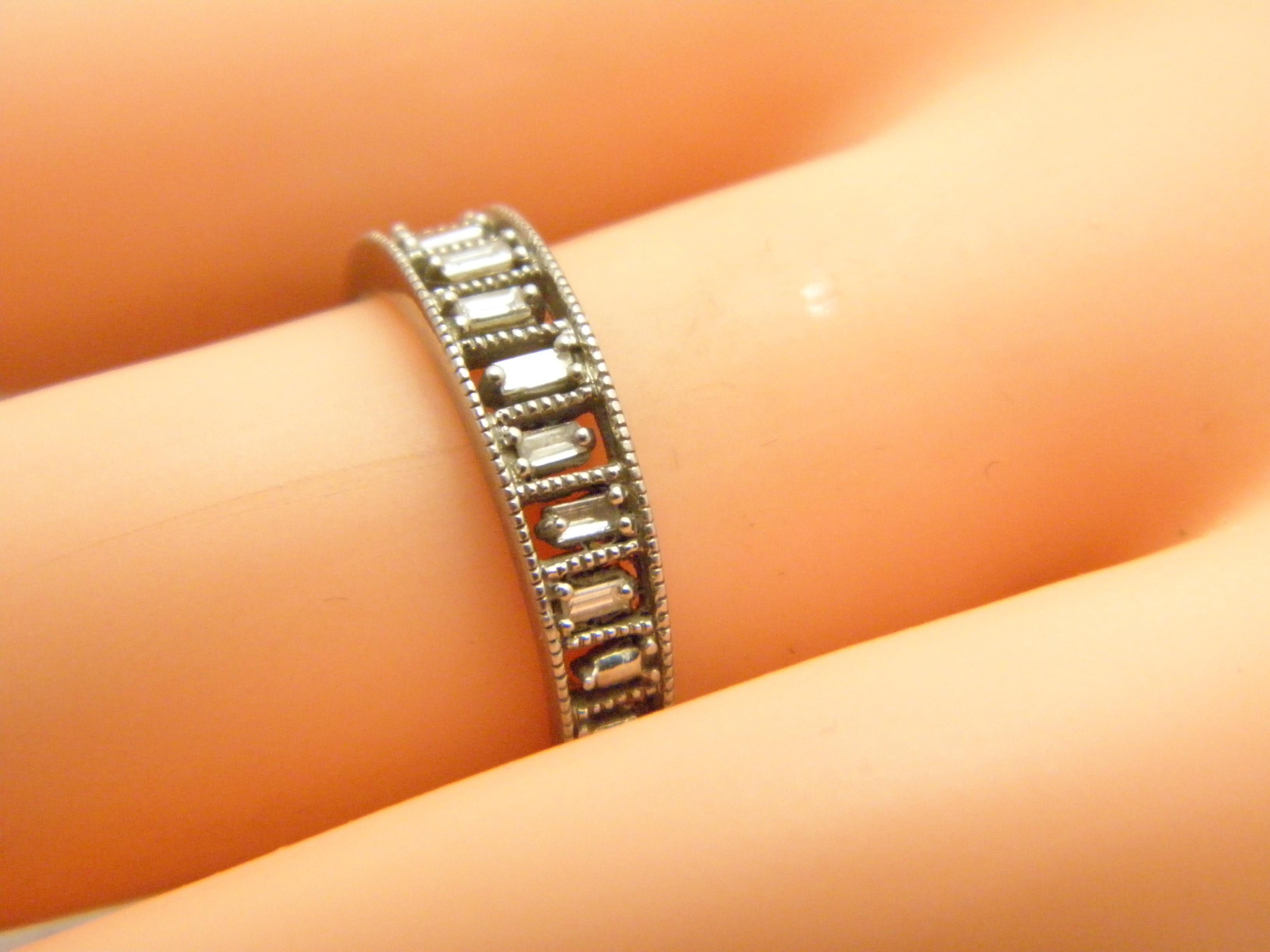 Vintage Palladium Diamond Greek Key Ring 950 Purity Band Size J 4.75 Wedding For Sale 2