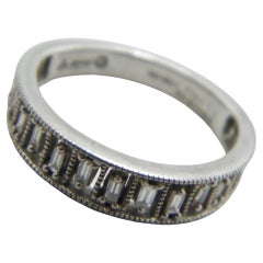 Vintage Palladium Diamond Greek Key Ring 950 Purity Band Size J 4.75 Wedding