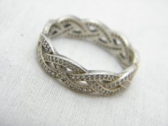 Vintage Palladium Diamond 6mm Celtic Weave Ring Size S 9.25 950 Purity Band