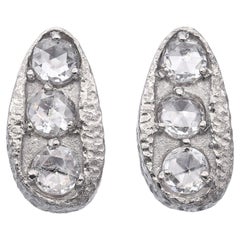 Antique Palladium Rose Cut Diamond Earrings