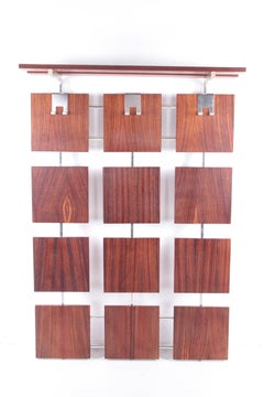 Vintage Darkwood Wall Coat Rack with Hat Shelf, 1960s