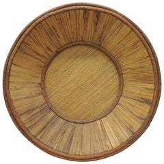  Palm and Rattan Woven Round Decorative Bowl or Basket