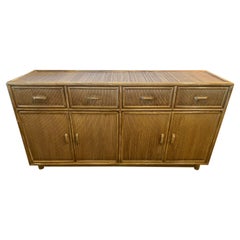 Vintage Palm Beach Bamboo Pencil Reed Credenza Cabinet Buffet Drawers Dresser