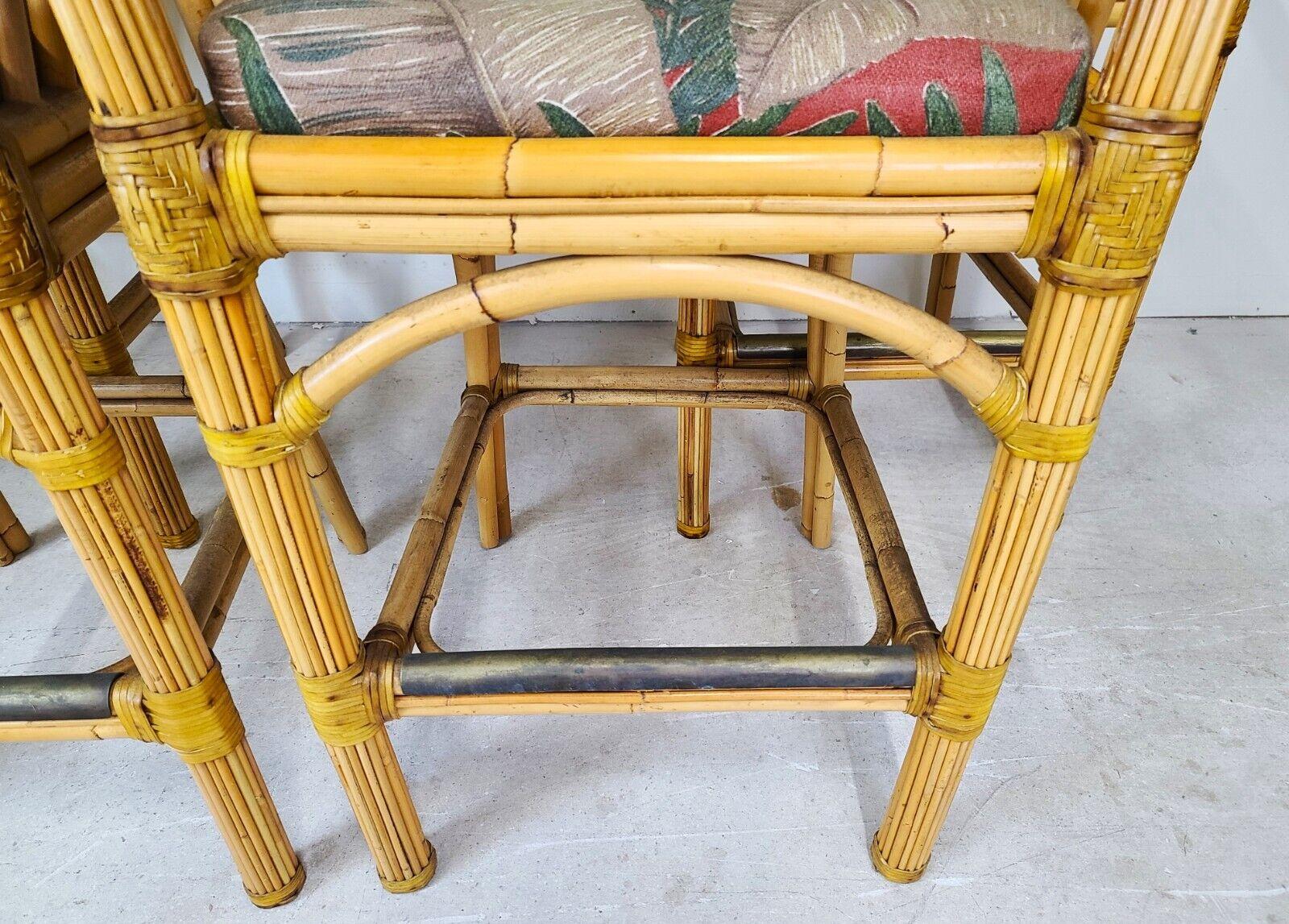 Vintage Palm Beach Bamboo & Rattan Barstools - Set of 4 3