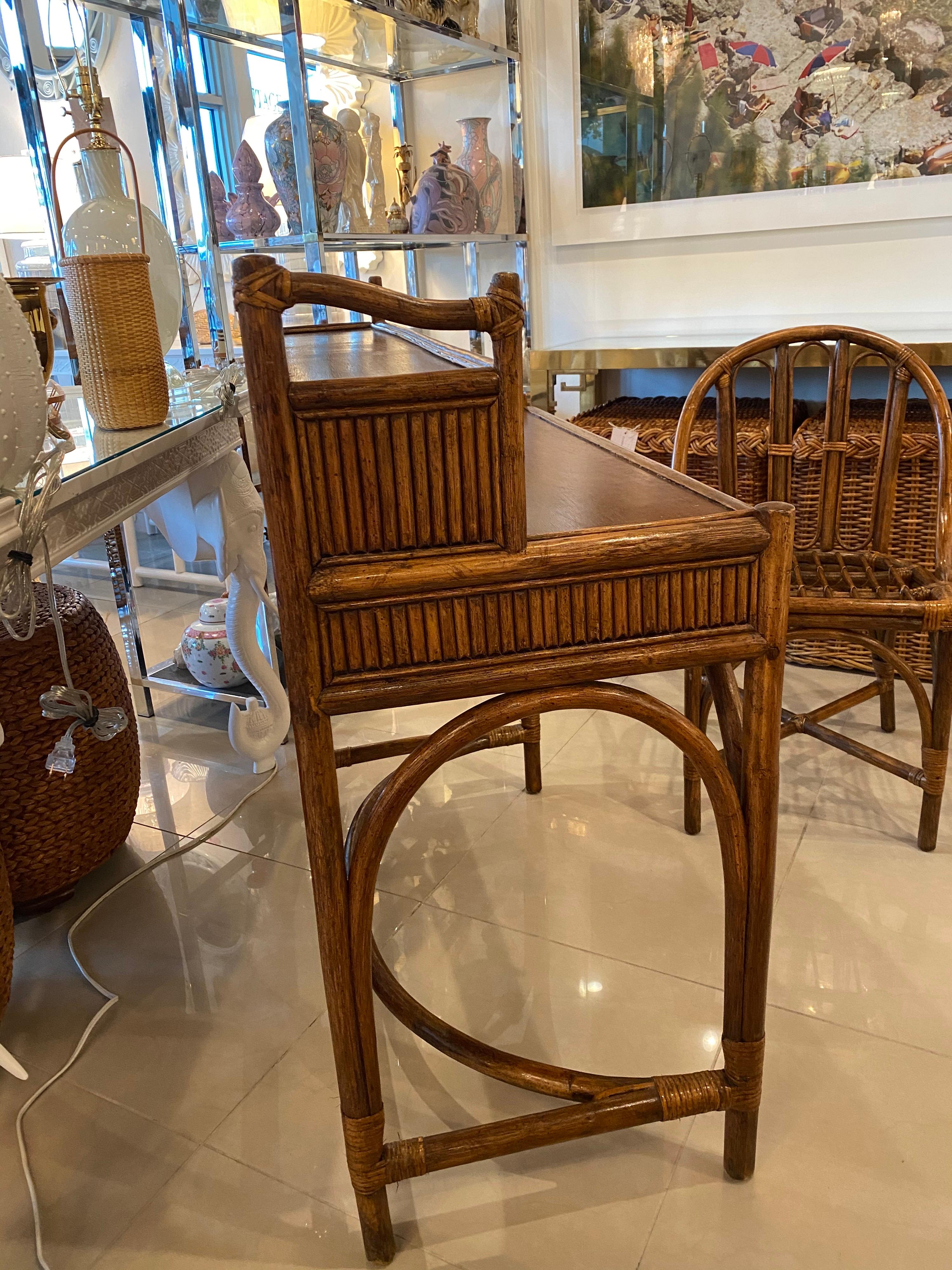 Vintage Palm Beach Bamboo & Rattan Desk and Chair 1