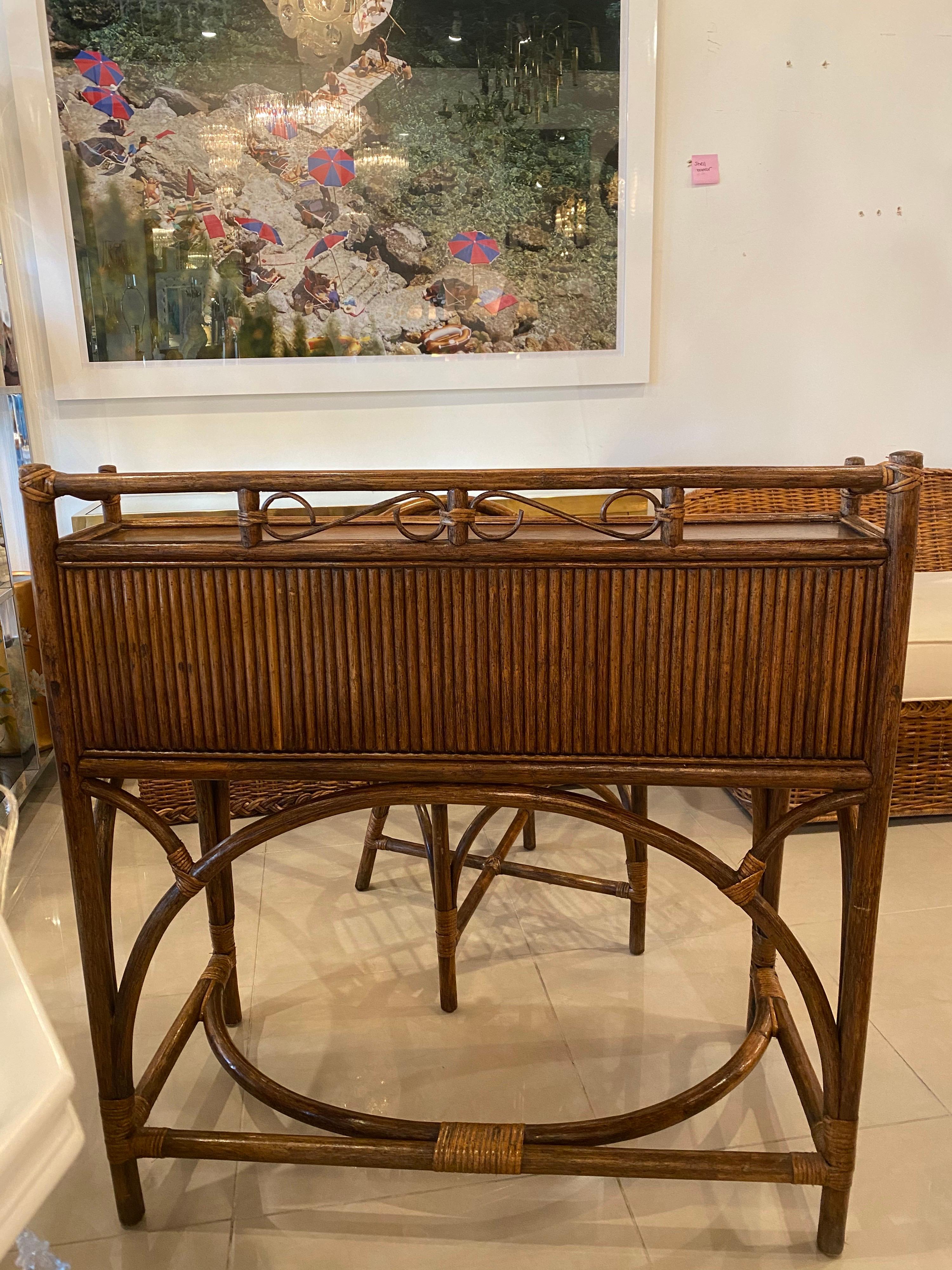 Vintage Palm Beach Bamboo & Rattan Desk and Chair 2