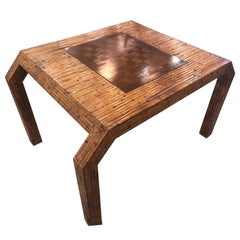 Vintage Palm Beach Bamboo Reed Rattan Game Card Table Flip Top