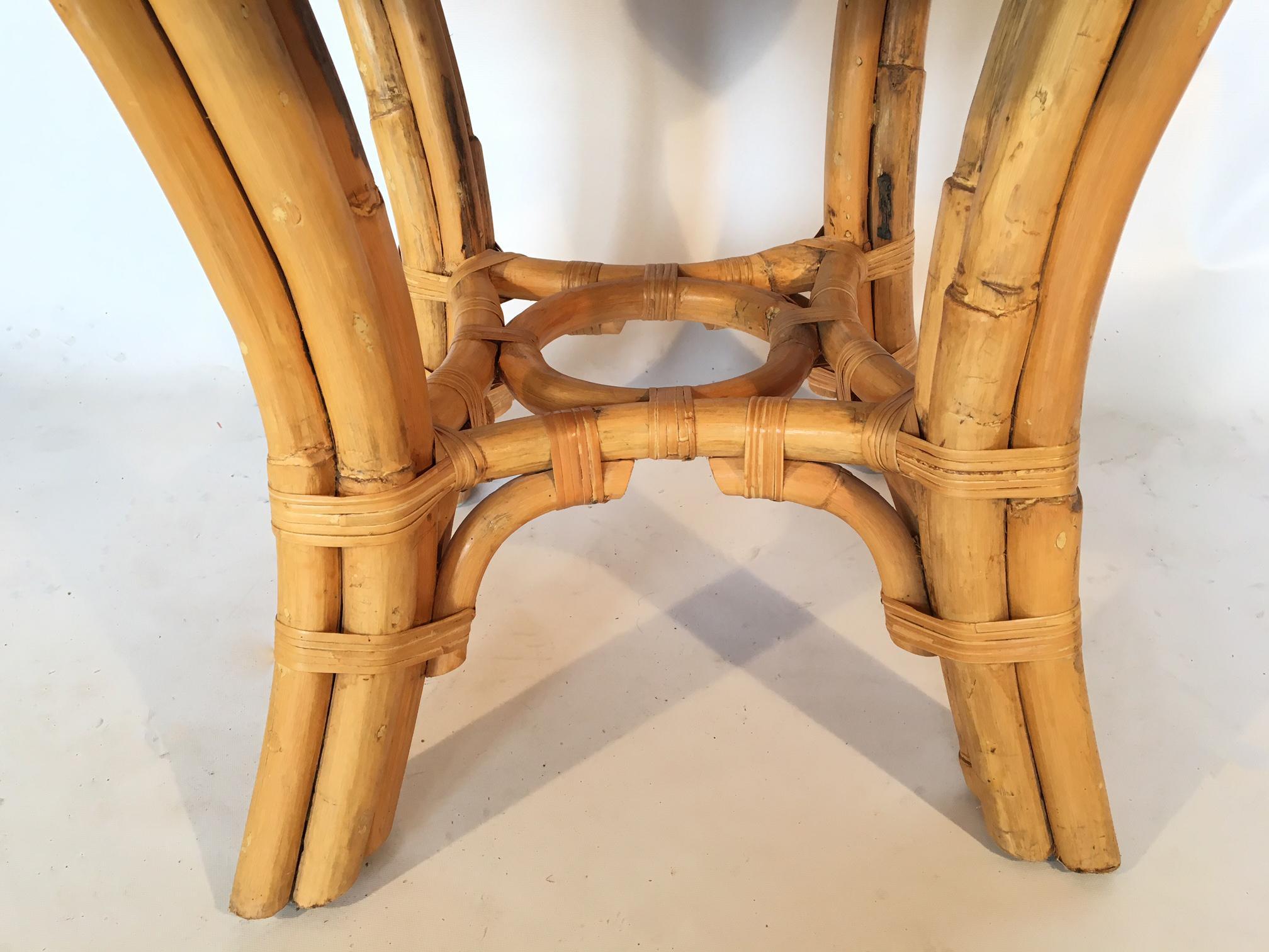 Late 20th Century Vintage Palm Beach Cane and Rattan Round Side Table