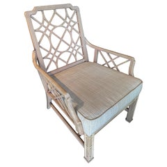 Vintage Palm Beach Chinese Chippendale Fret Work Fretwork Arm Chair