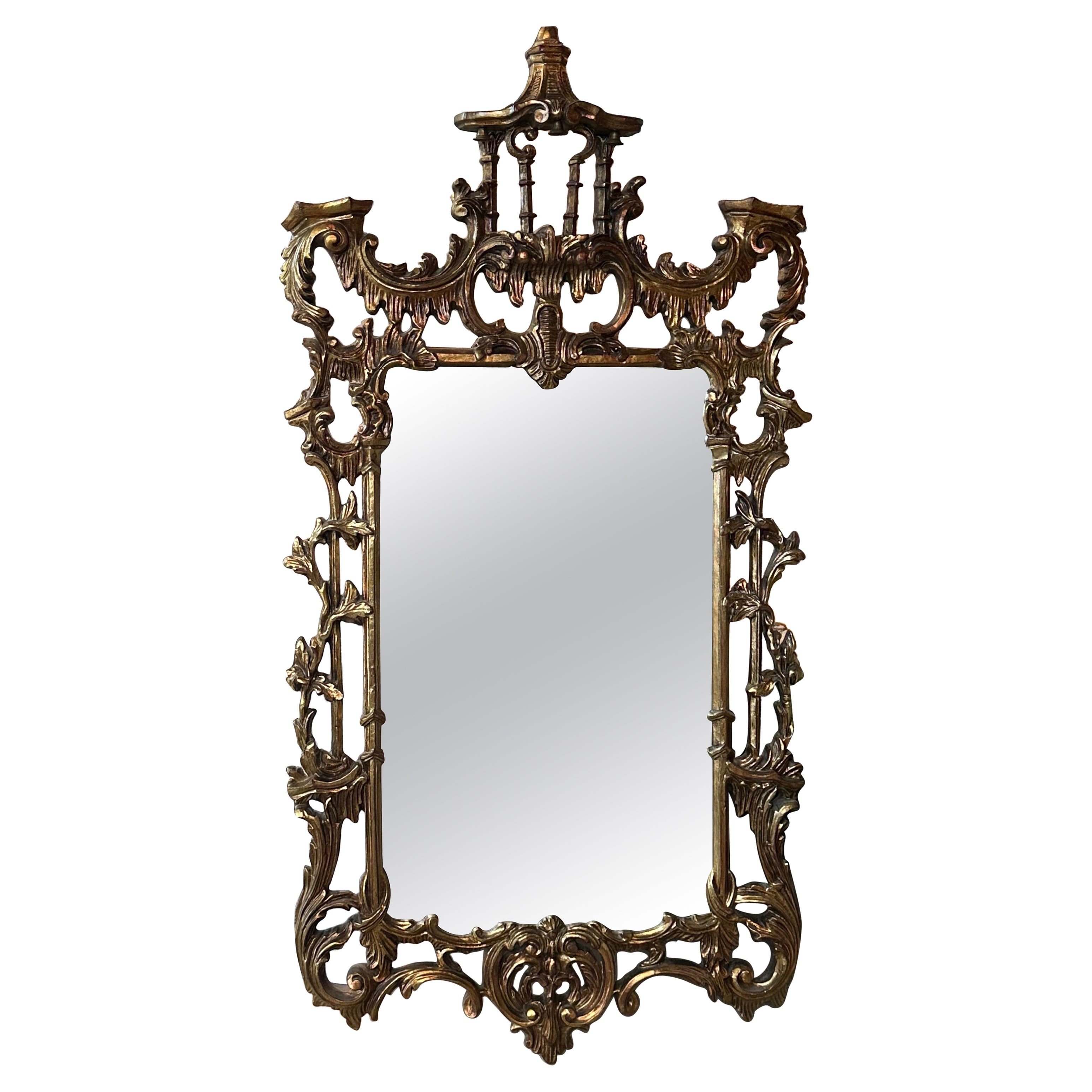 Specchio da parete con pagoda cinese Chippendale di Palm Beach Vintage con campanelle in vendita