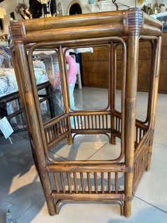 Vintage Palm Beach Ficks Reed Rattan Bamboo Dining Game Center Table Base Round