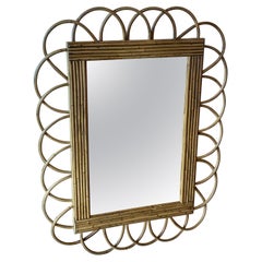 Vintage Palm Beach Loop Rattan and Bamboo Reed Wall Mirror