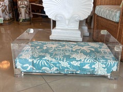 Vintage Palm Beach Lucite & Chrome Pet Dog Bed New Custom Pagoda Cushion