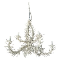 Vintage Palm Beach Metal Iron Faux Coral 9 Light Chandelier
