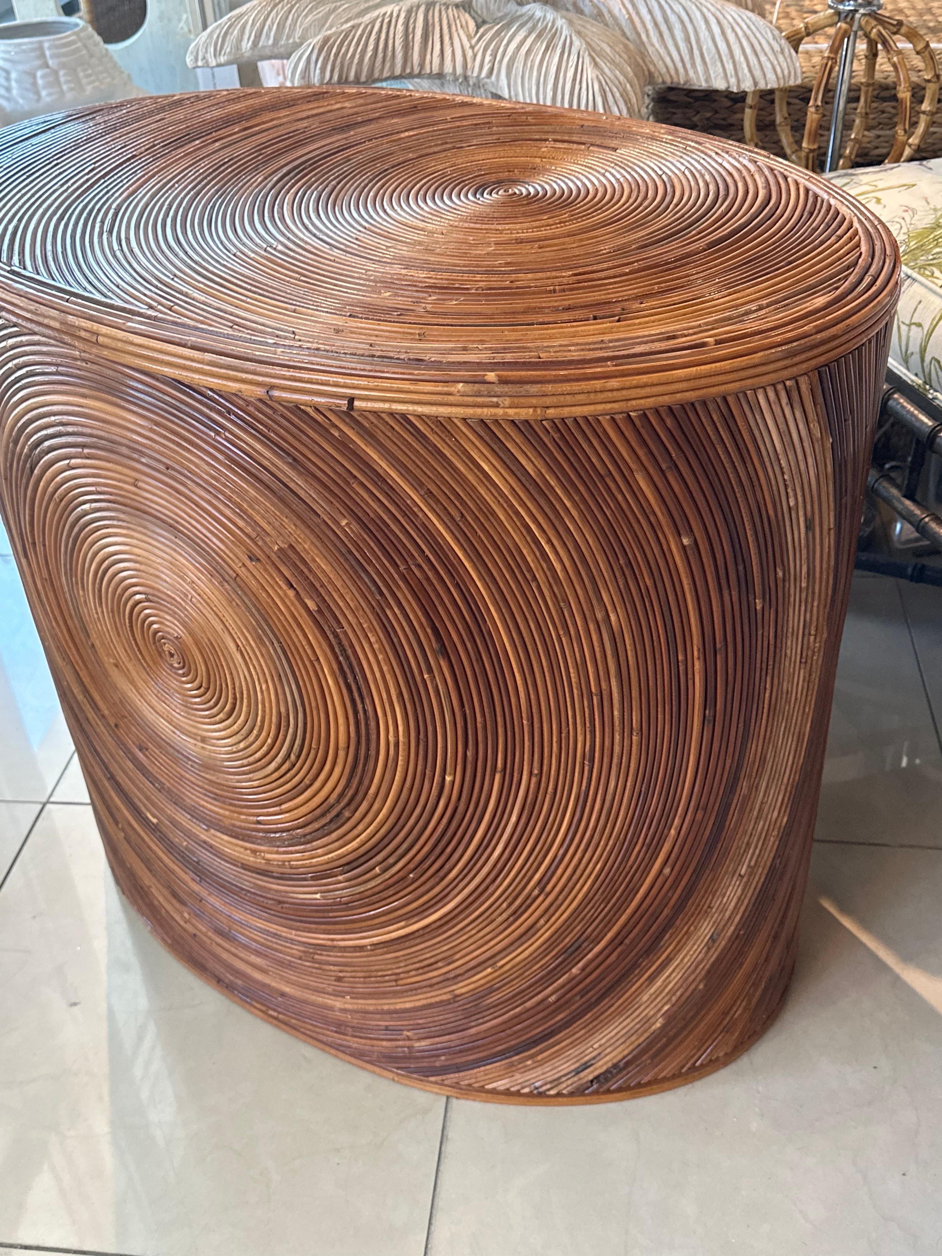 Base de table de salle à manger vintage Palm Beach mi-siècle en rotin et bambou en vente 4