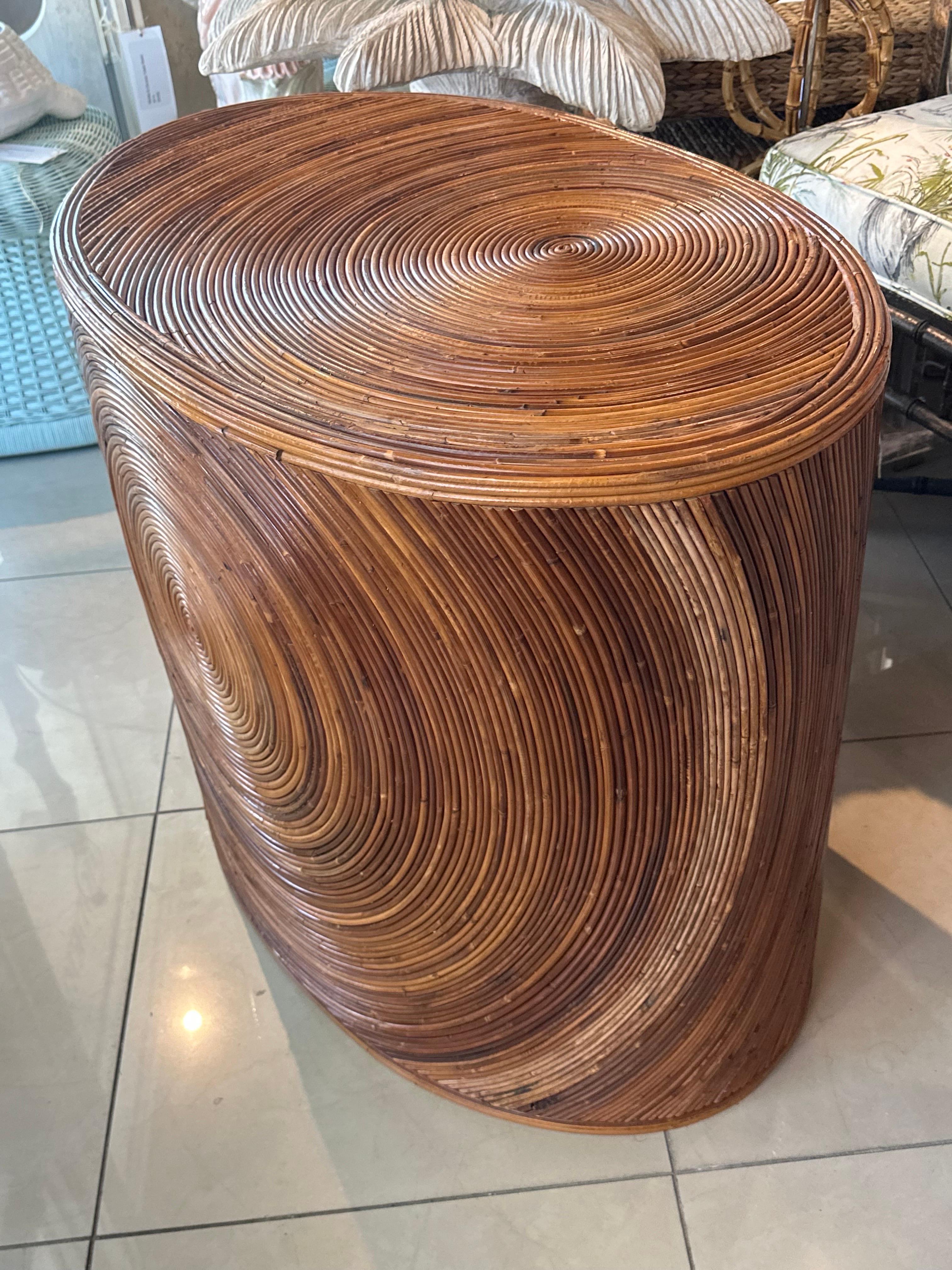 Mid-Century Modern Base de table de salle à manger vintage Palm Beach mi-siècle en rotin et bambou en vente