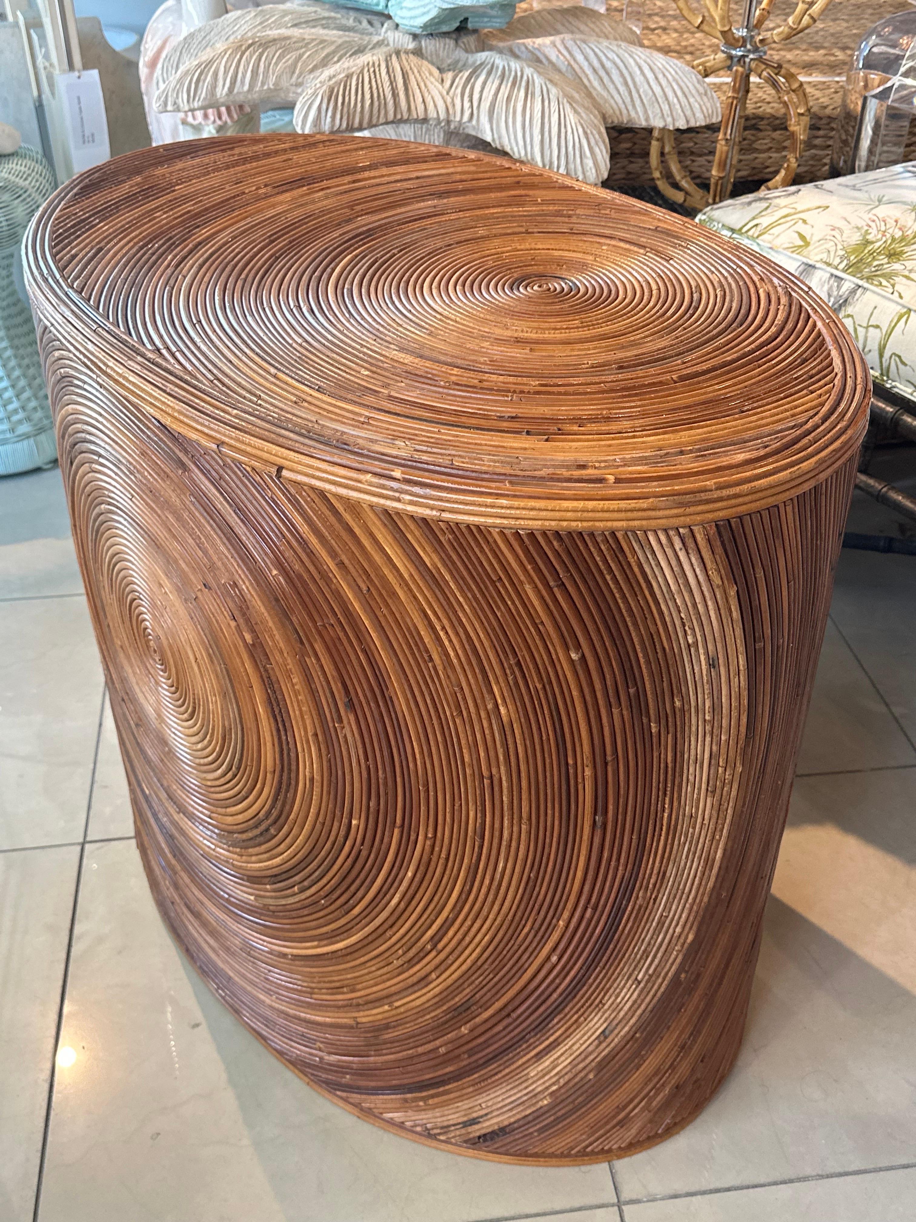 italien Base de table de salle à manger vintage Palm Beach mi-siècle en rotin et bambou en vente