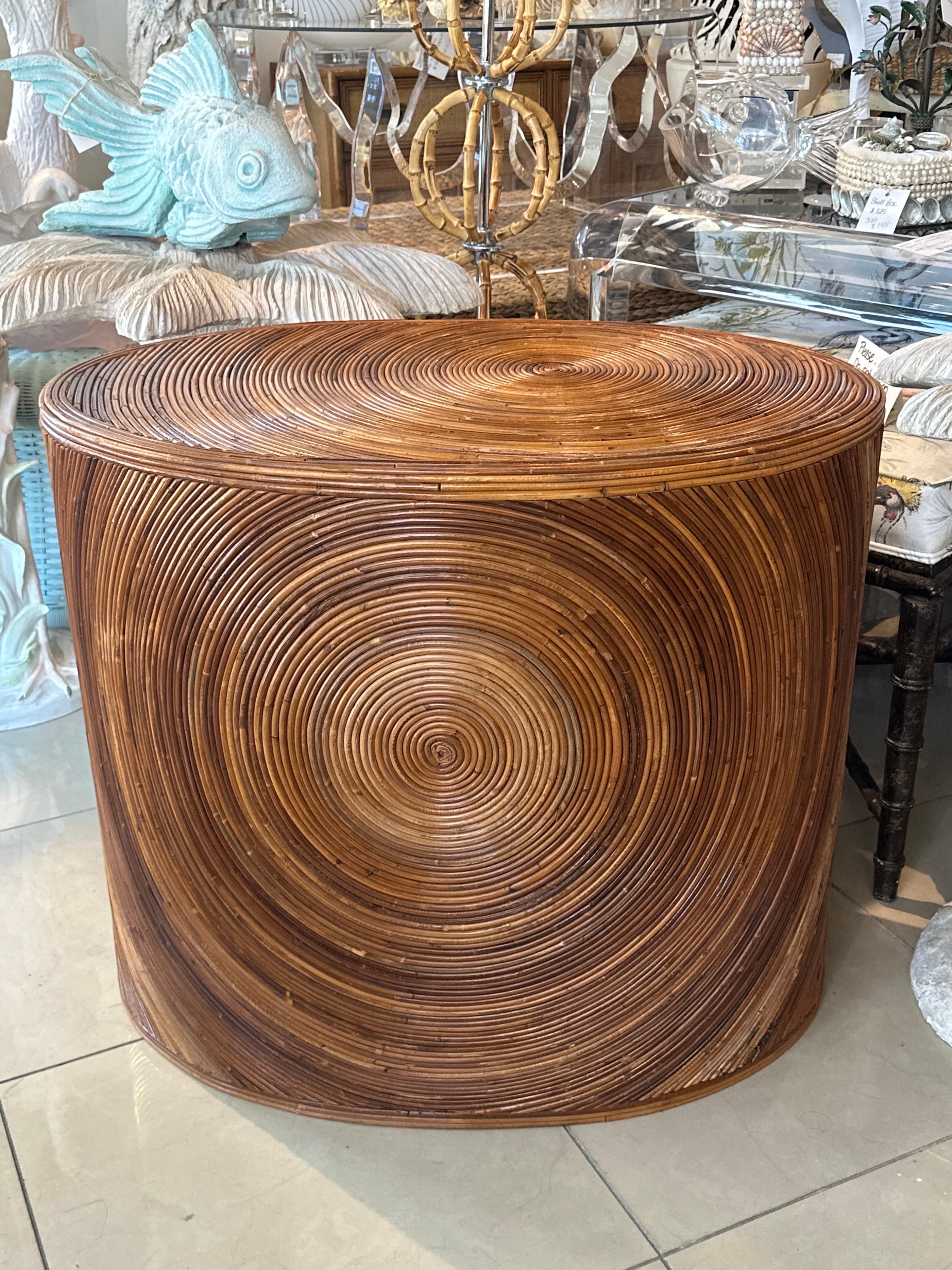 Base de table de salle à manger vintage Palm Beach mi-siècle en rotin et bambou en vente 1