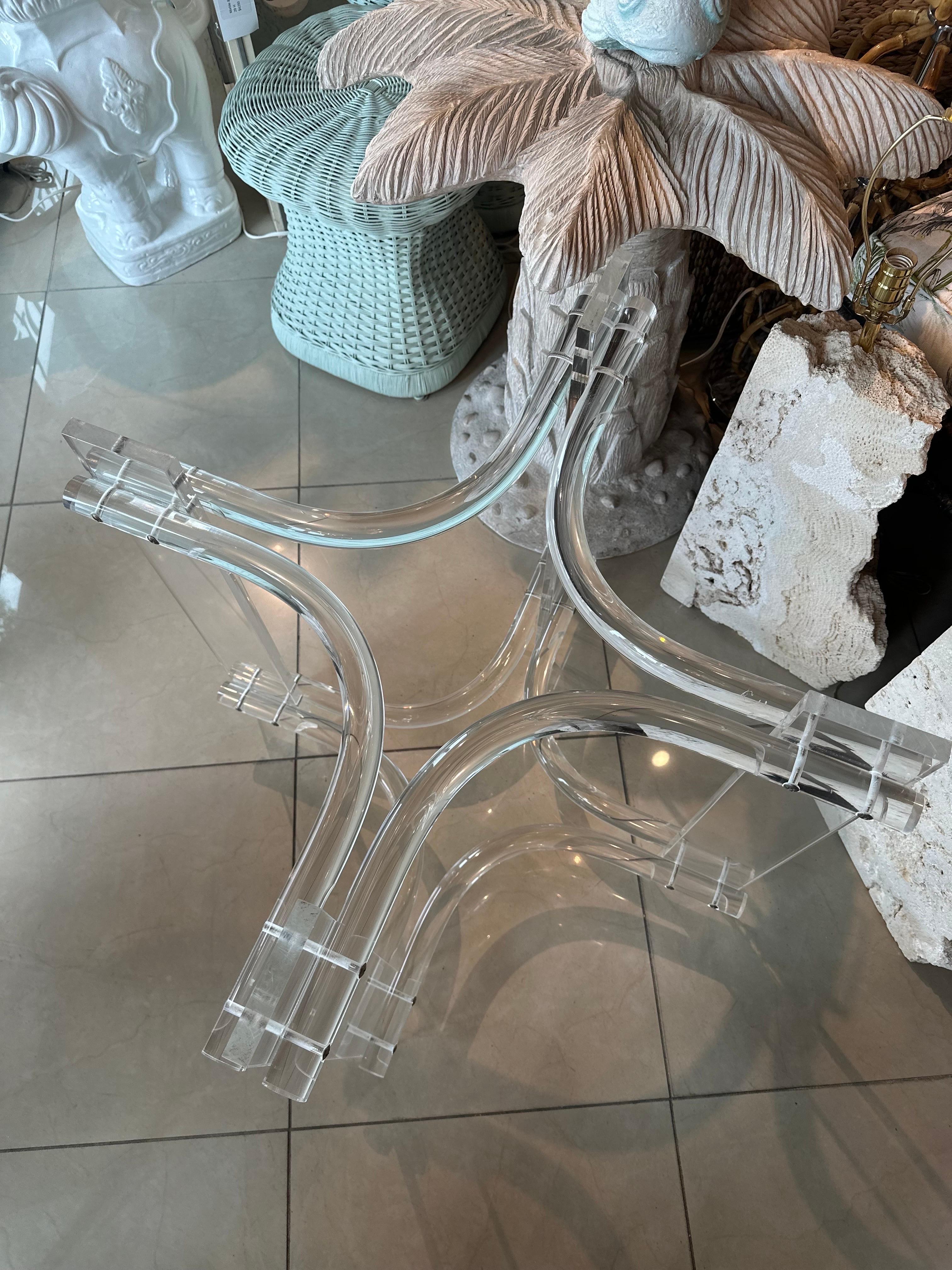 Vintage Palm Beach Modern Lucite Dining Game Center Entry Table Base For Sale 5