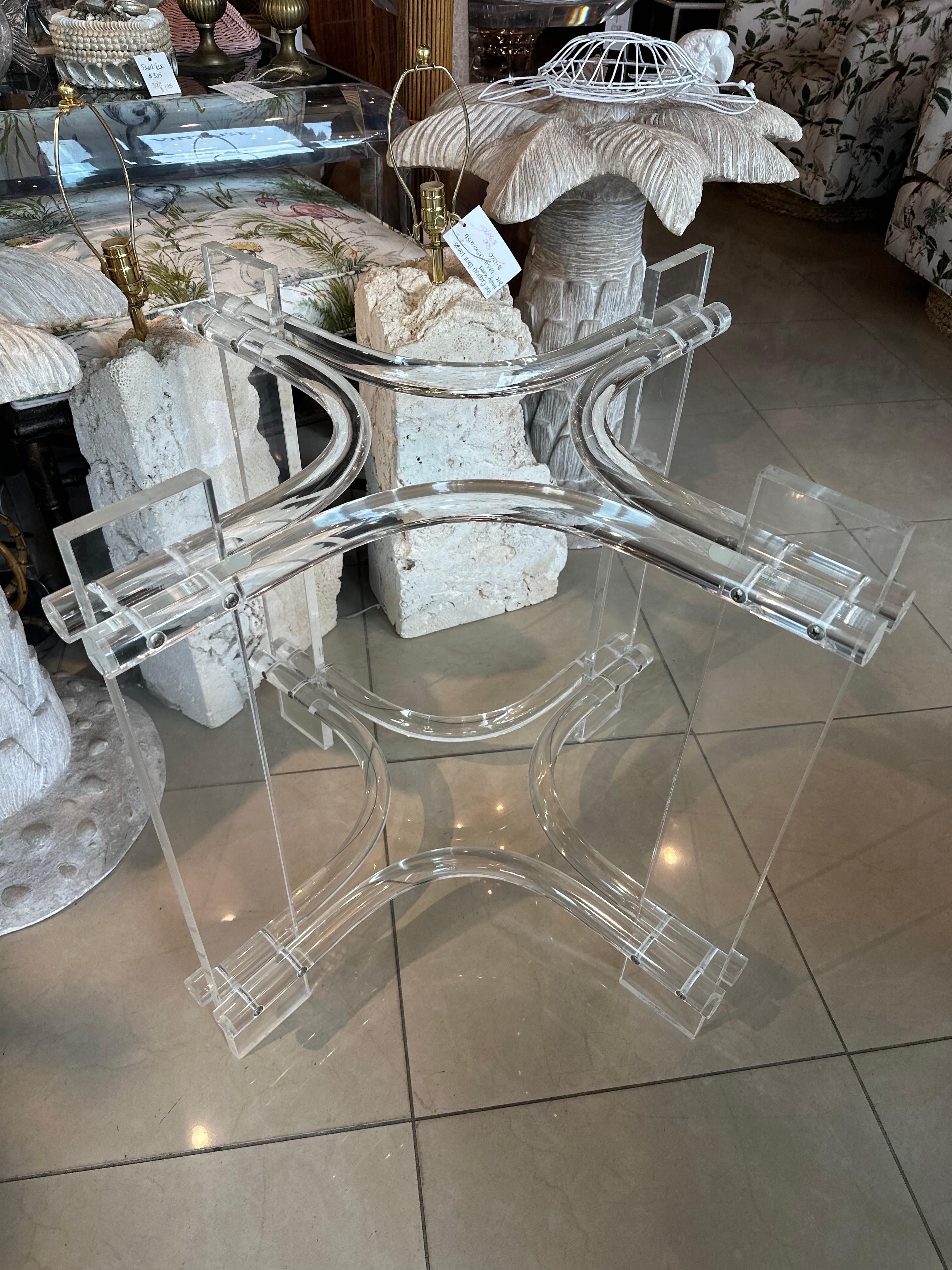 Vintage Palm Beach Modern Lucite Dining Game Center Entry Table Base For Sale 7