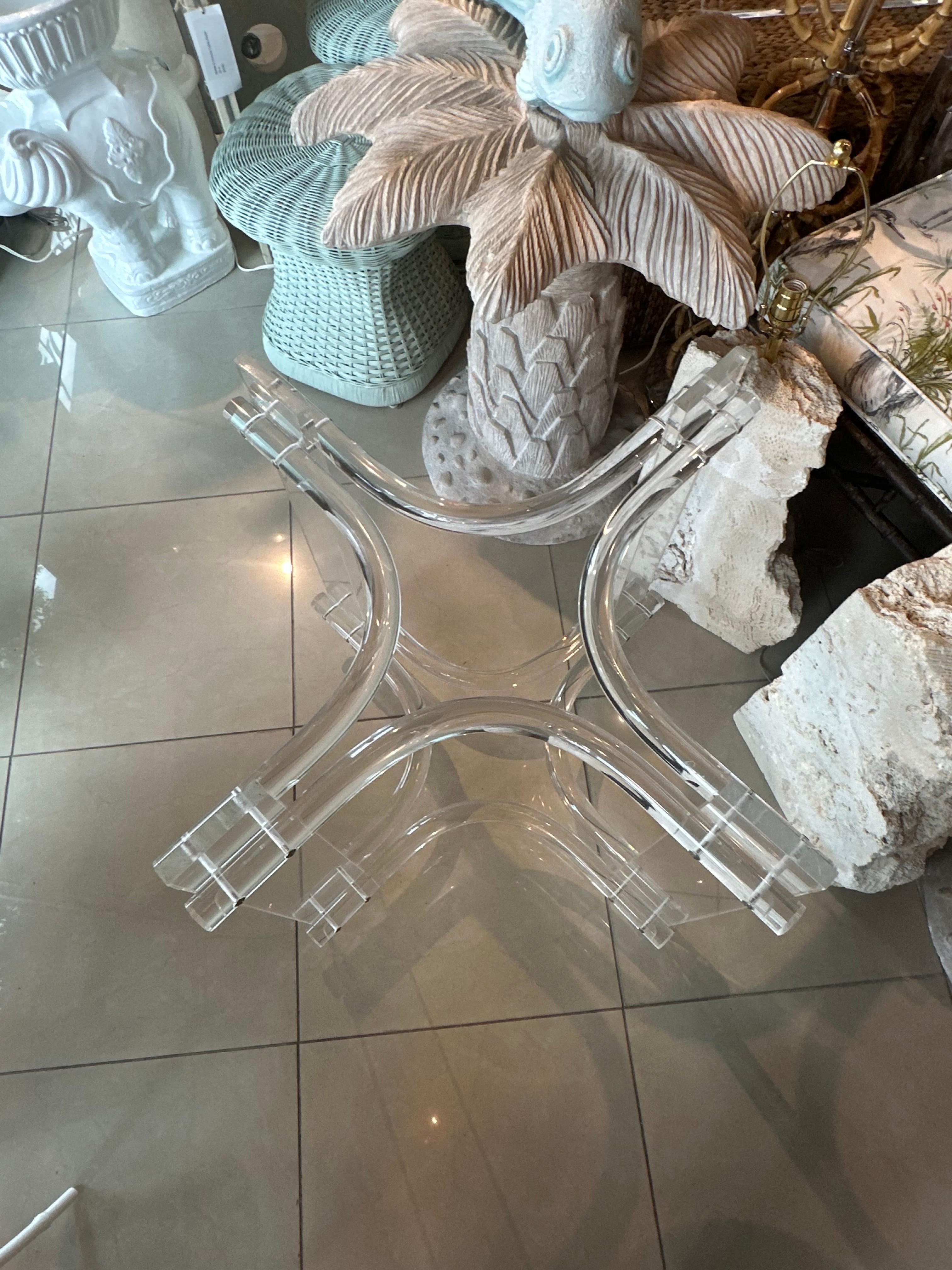 Vintage Palm Beach Modern Lucite Dining Game Center Entry Table Base For Sale 9