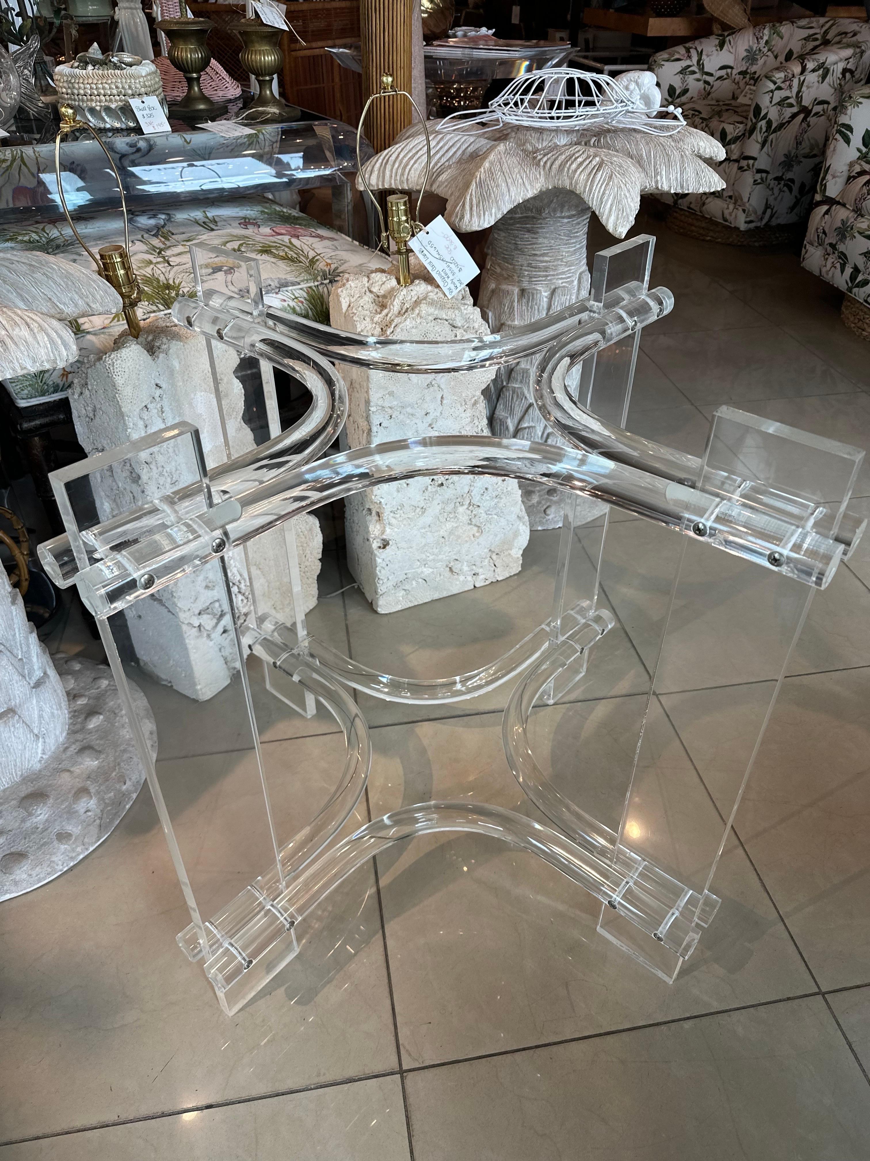 Vintage Palm Beach Modern Lucite Dining Game Center Entry Table Base For Sale 3