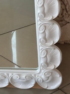Vintage Palm Beach Newly Lacquered White Scalloped Sea Shell Wall Mirror