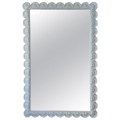 Vintage Palm Beach Newly Lacquered White Scalloped Sea Shell Wall Mirror
