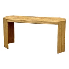 Vintage Palm Beach Pencil Reed Console With Geometric Inlaid Top in Style of McG