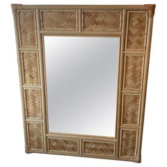 Vintage Palm Beach Rattan & Woven Wicker Wall Mirror