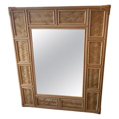 Vintage Palm Beach Rattan & Woven Wicker Wall Mirror