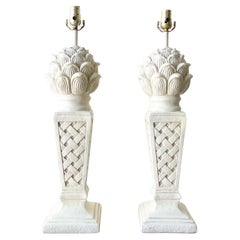 Vintage Palm Beach Regency Cast Resin Table Lamps, a Pair