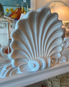 Vintage Palm Beach Shell Seashell White Lacquered Wall Mirror