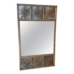 Vintage Palm Beach Spun Woven Wicker Rattan Sunburst Wall Mirror