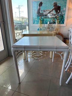 Vintage Palm Beach Square Faux Bamboo Fret Work Fretwork Game Dining Table