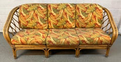 Vintage Palm Beach-Style Reed and Rattan Sofa