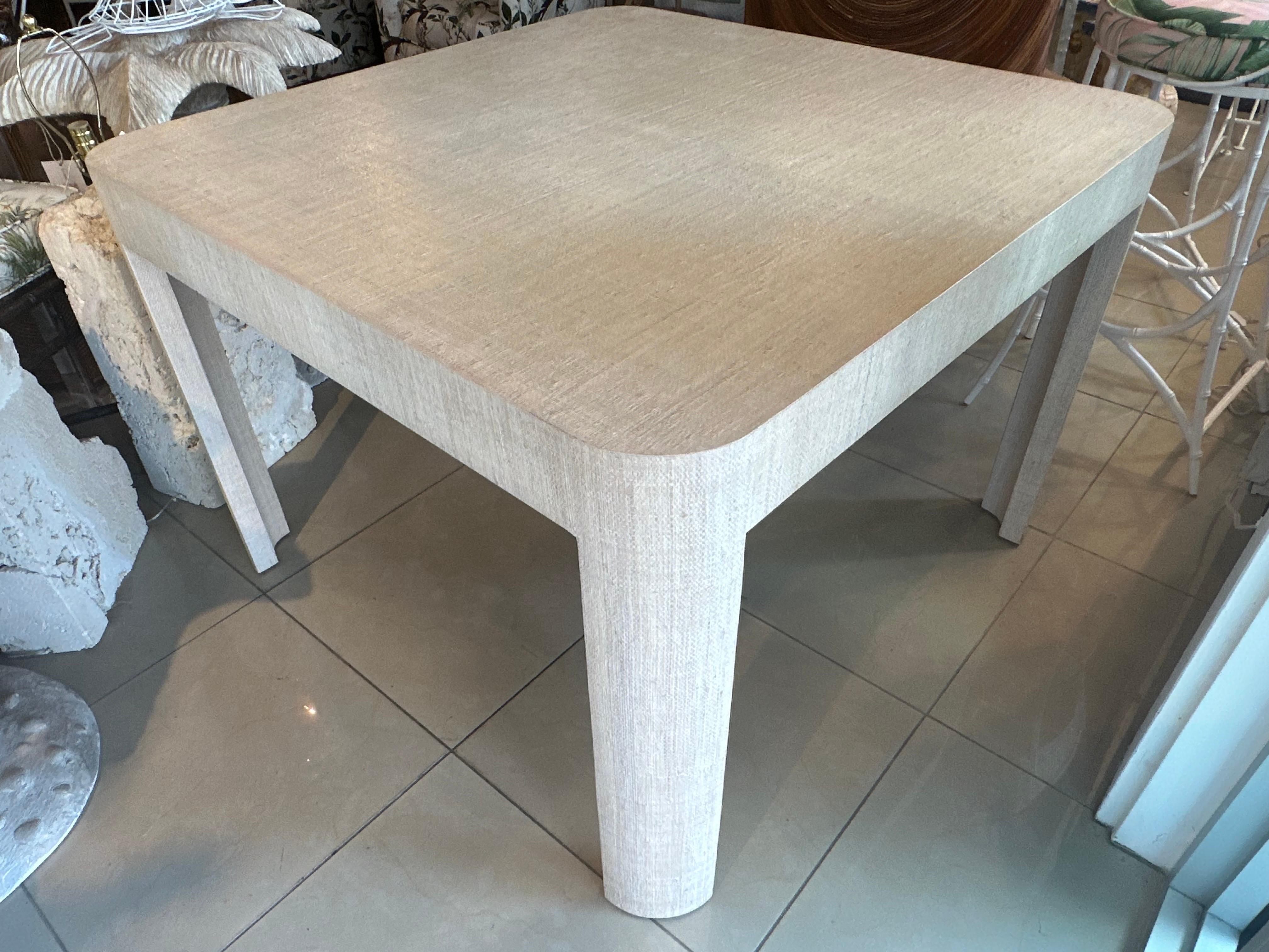 American Vintage Palm Beach Tan Grasscloth Square Game Dining Table