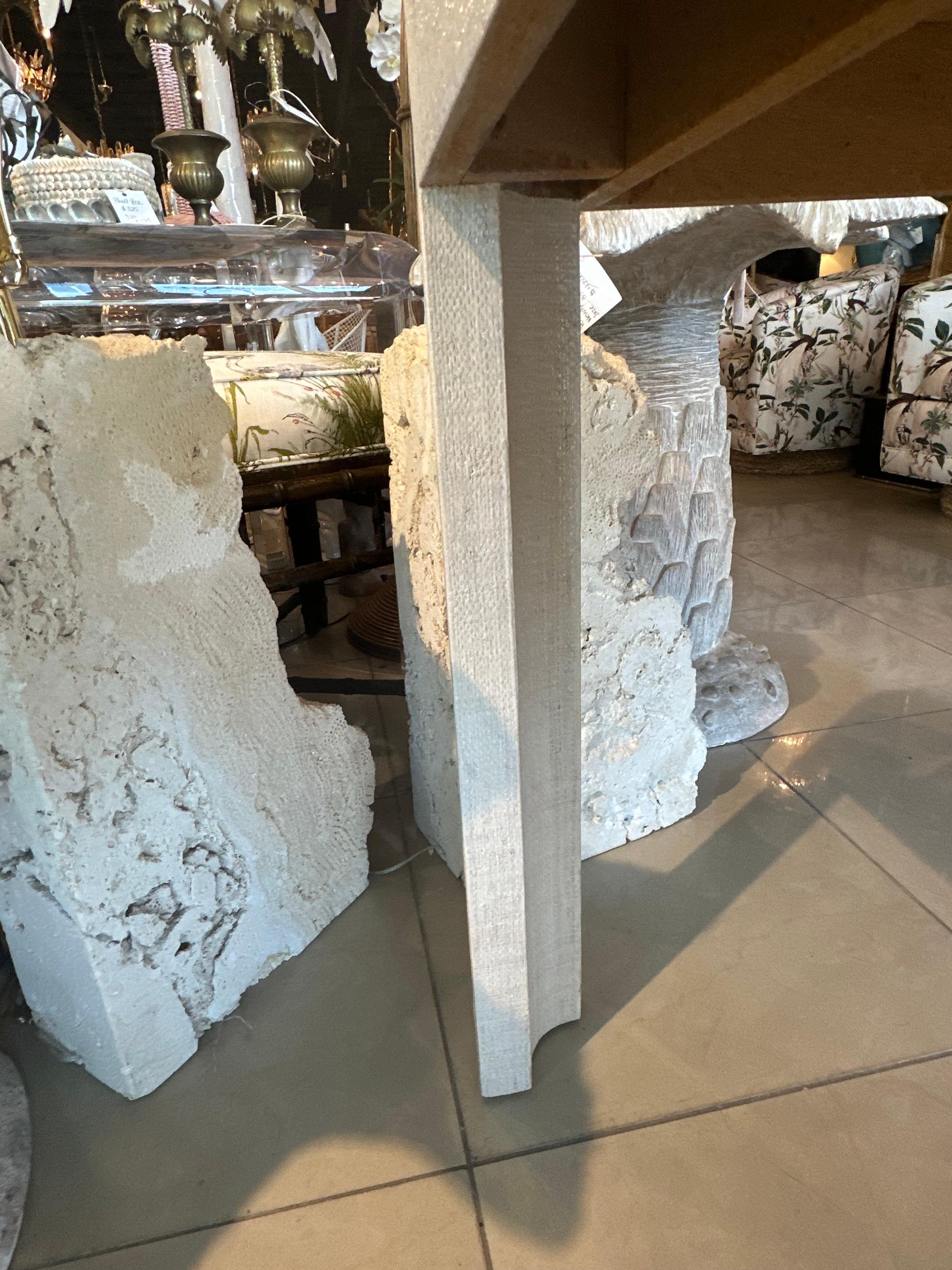 Late 20th Century Vintage Palm Beach Tan Grasscloth Square Game Dining Table