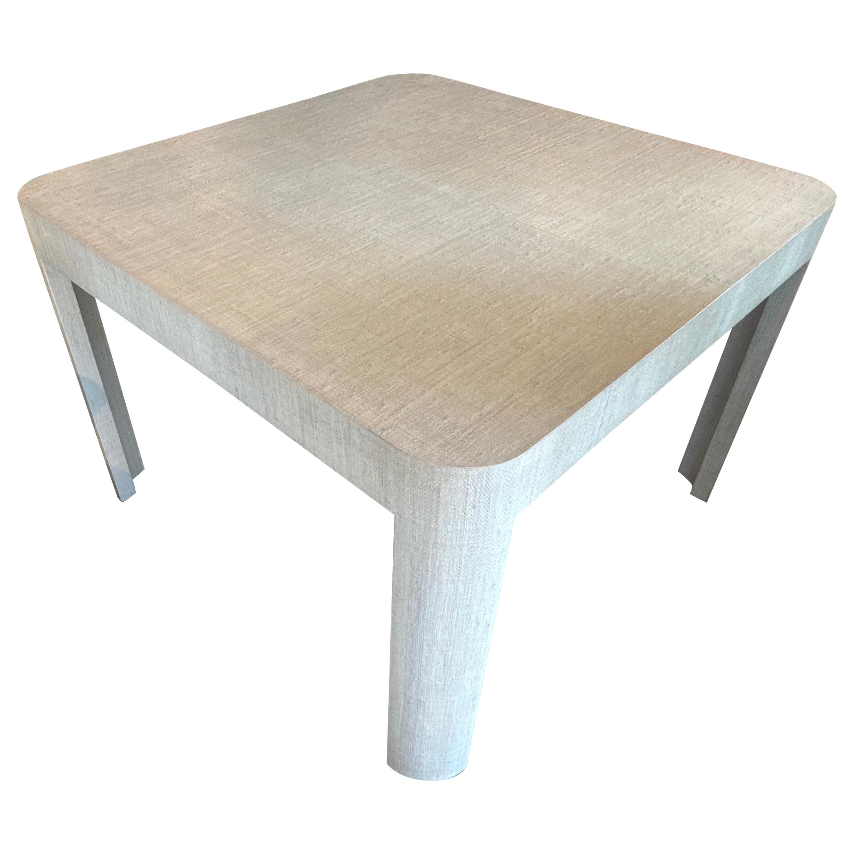 Vintage Palm Beach Tan Grasscloth Square Game Dining Table