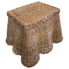 Vintage Palm Beach Trompe l'Oeil Wicker Draped Coffee Cocktail Side End Table